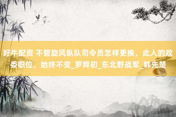 好牛配资 不管旋风纵队司令员怎样更换，此人的政委职位，始终不变_罗舜初_东北野战军_韩先楚